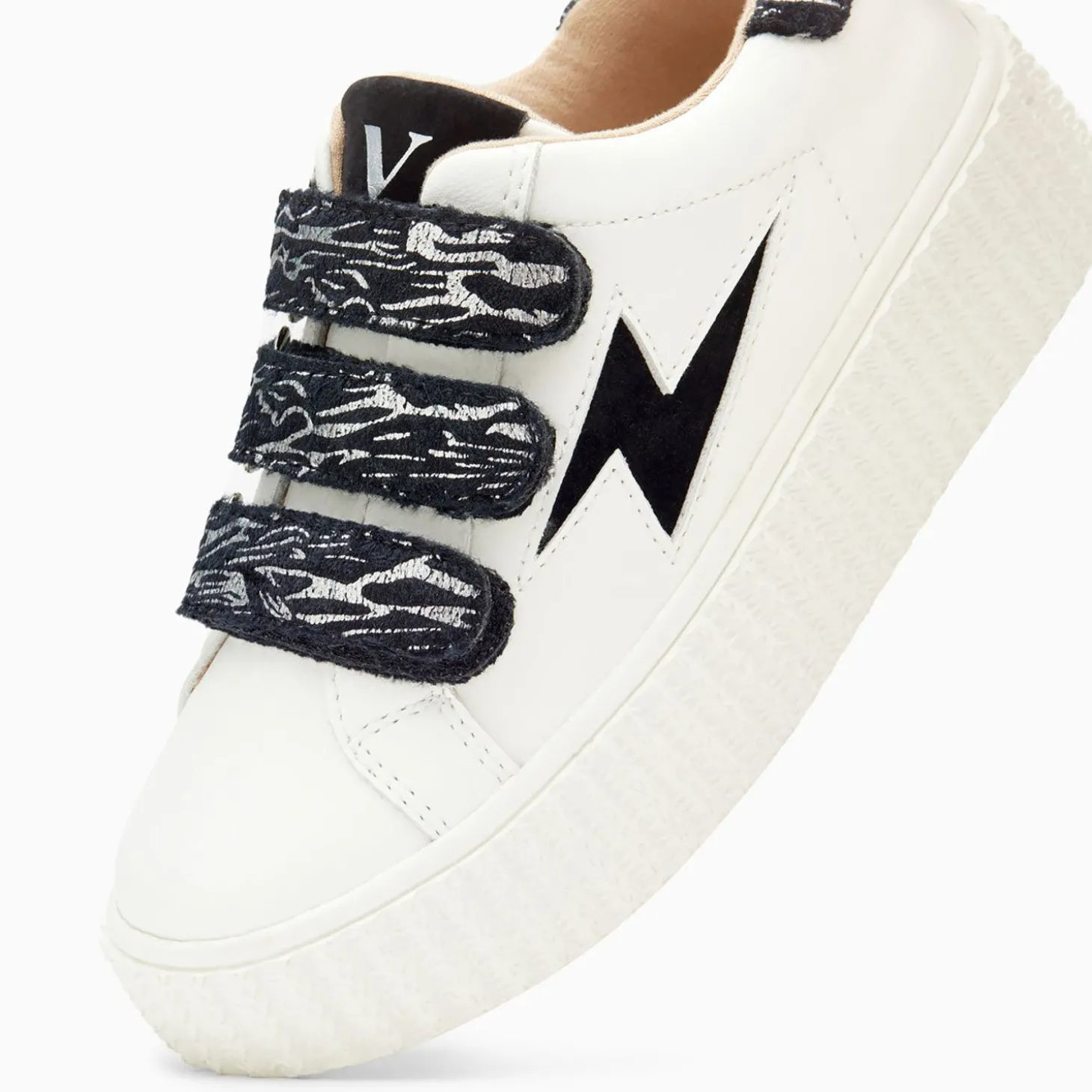 Baskets Eclair Mini Ingrid Blanc Et Noir Zebre A Scratchs