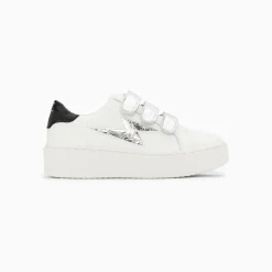 Baskets Eclair Mini Marilou Blanc Et Argent A Scratchs