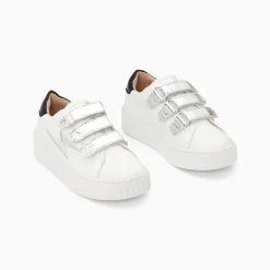 Baskets Eclair Mini Marilou Blanc Et Argent A Scratchs