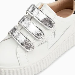 Baskets Eclair Mini Marilou Blanc Et Argent A Scratchs