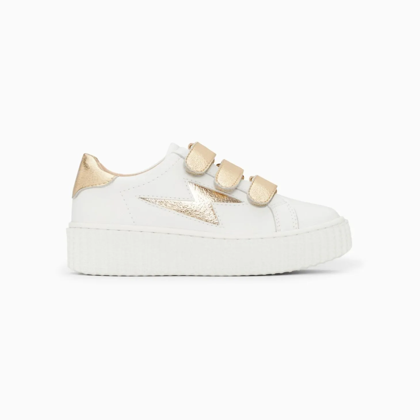Baskets Eclair Mini Marilou Blanc Et Or A Scratchs