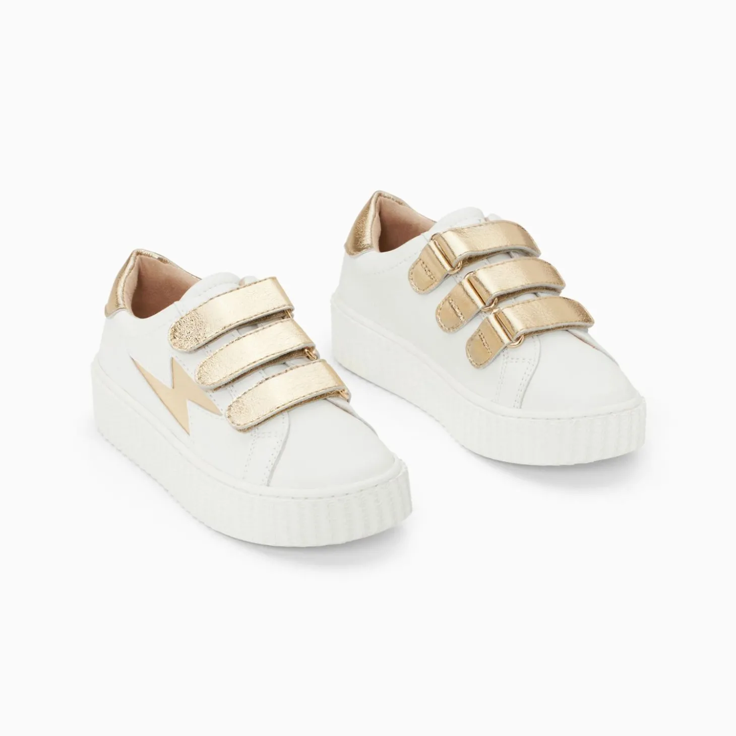 Baskets Eclair Mini Marilou Blanc Et Or A Scratchs