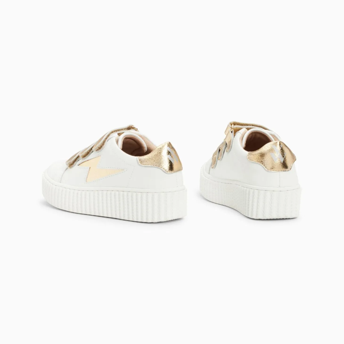 Baskets Eclair Mini Marilou Blanc Et Or A Scratchs