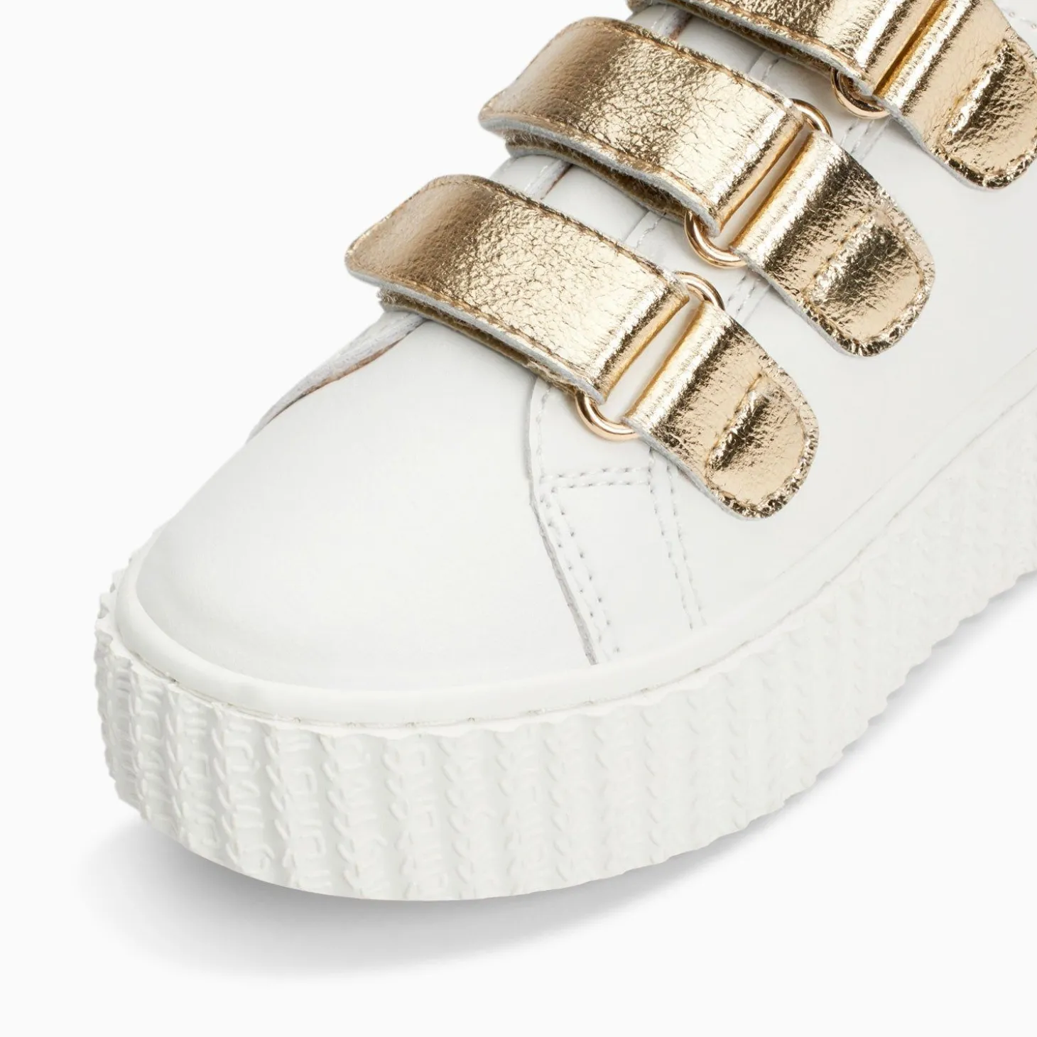 Baskets Eclair Mini Marilou Blanc Et Or A Scratchs