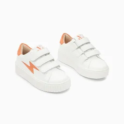 Baskets Eclair Mini Vicky Blanc Et Orange A Scratchs