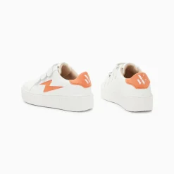 Baskets Eclair Mini Vicky Blanc Et Orange A Scratchs