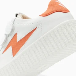 Baskets Eclair Mini Vicky Blanc Et Orange A Scratchs