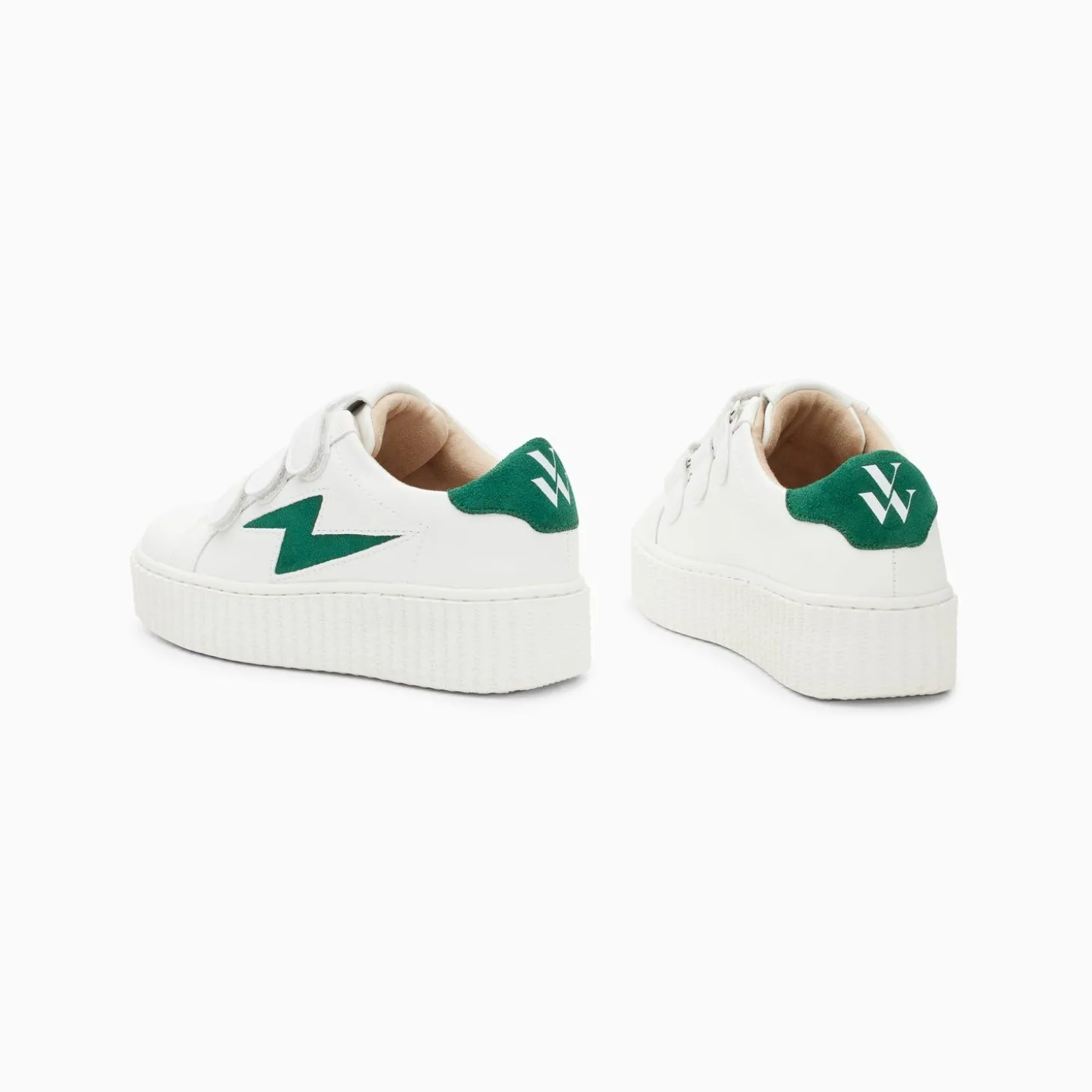 Baskets Eclair Mini Vicky Blanc Et Vert Sapin A Scratchs