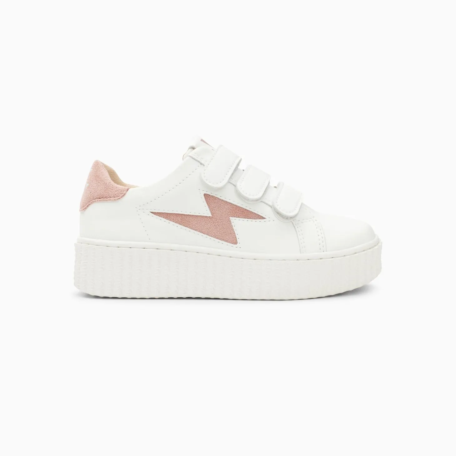 Baskets Eclair Mini Vicky Blanc Et Vieux Rose A Scratchs
