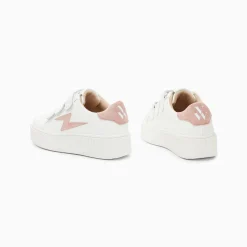 Baskets Eclair Mini Vicky Blanc Et Vieux Rose A Scratchs