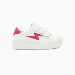 Baskets Eclair Mini Vicky Blanc Et Fuchsia A Scratchs