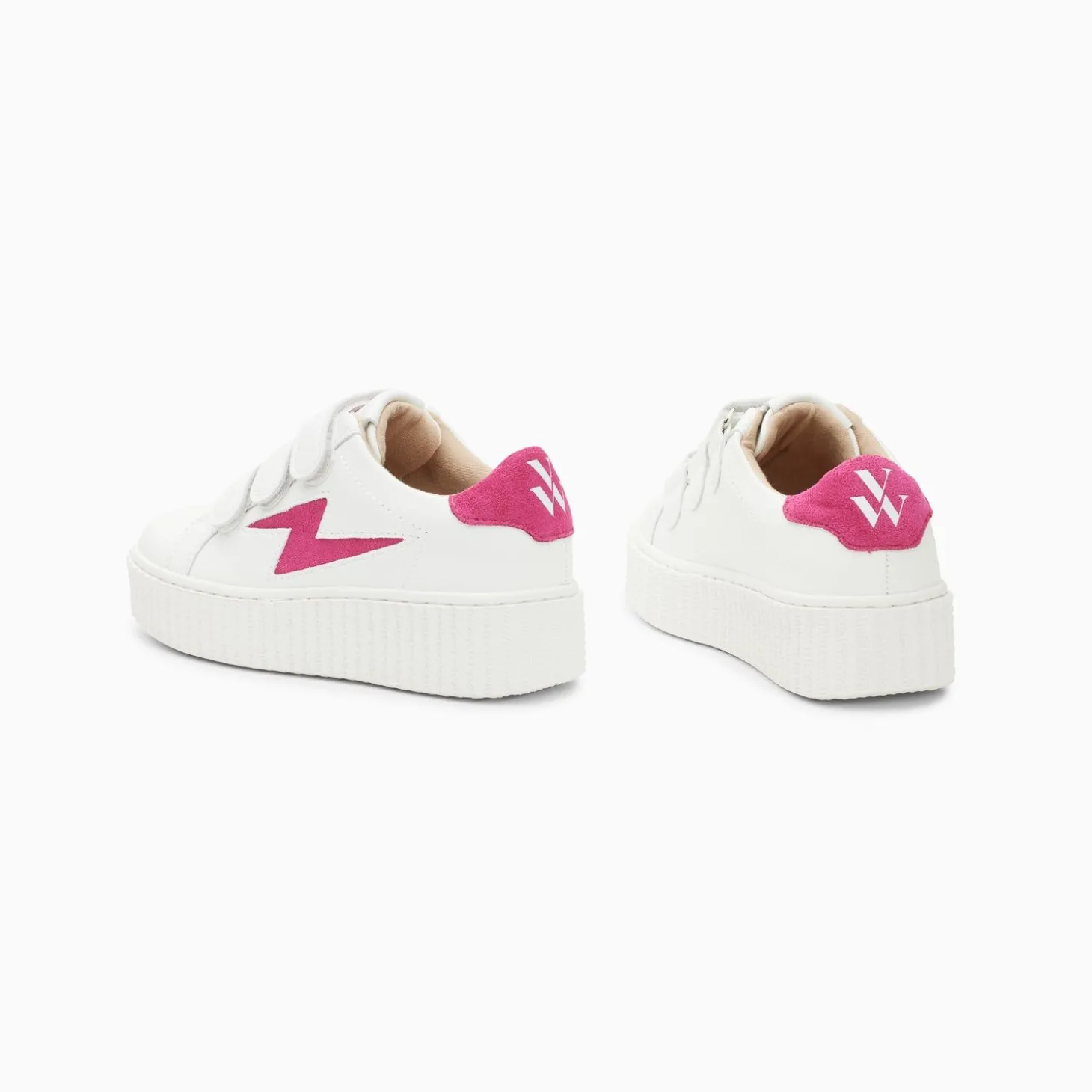 Baskets Eclair Mini Vicky Blanc Et Fuchsia A Scratchs