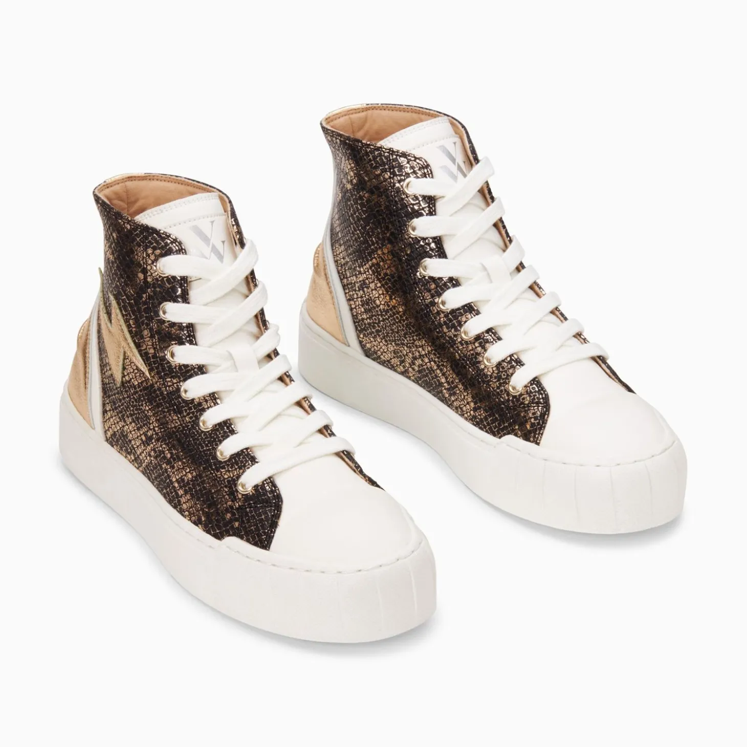 Baskets Eclair Mucella Montantes Serpent Et Or