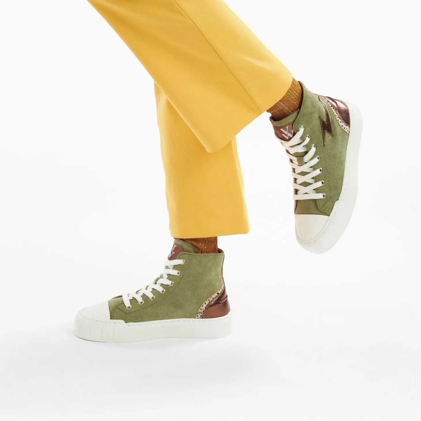 Baskets Eclair Mucella Montantes Kaki Et Bronze