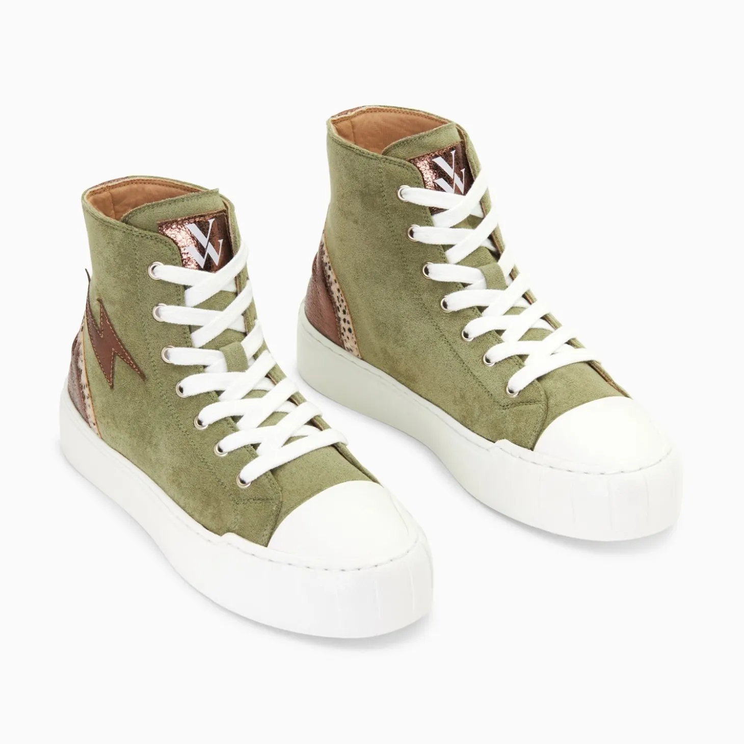 Baskets Eclair Mucella Montantes Kaki Et Bronze