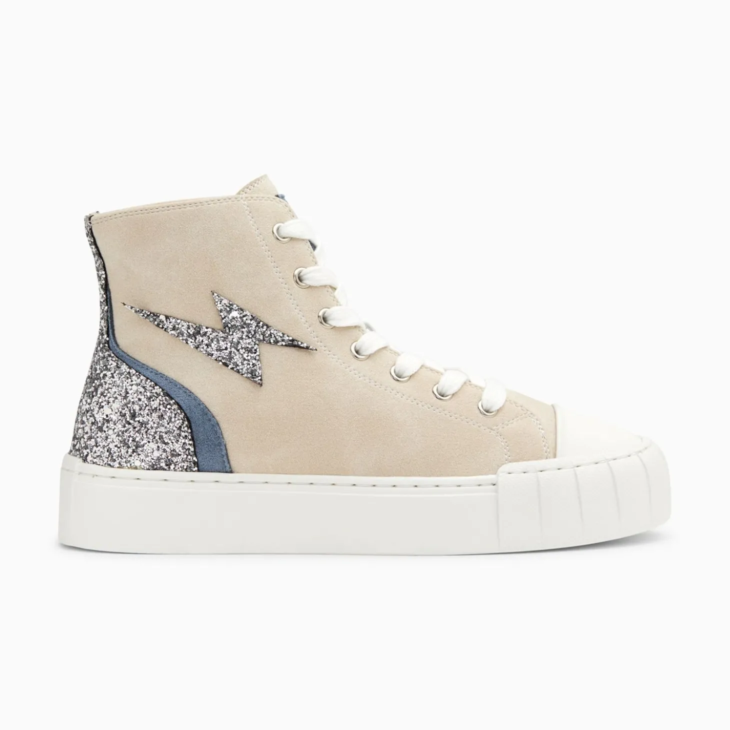 Baskets Eclair Mucella Montantes Beige Et Argent Glitter