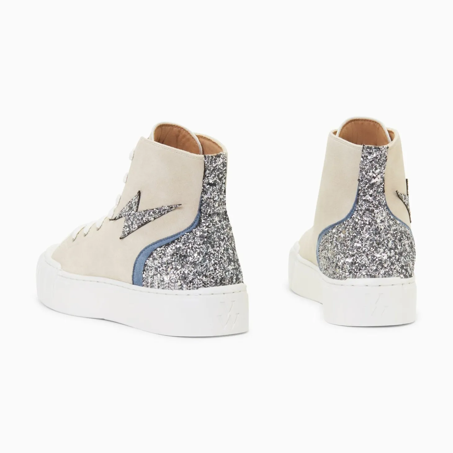 Baskets Eclair Mucella Montantes Beige Et Argent Glitter