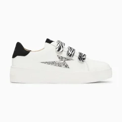 Baskets Eclair Noura Blanc Et Argent A Scratchs Zebre
