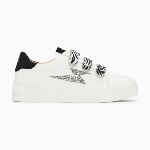 Baskets Eclair Noura Blanc Et Argent A Scratchs Zebre