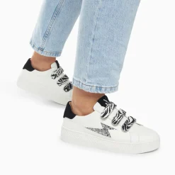 Baskets Eclair Noura Blanc Et Argent A Scratchs Zebre