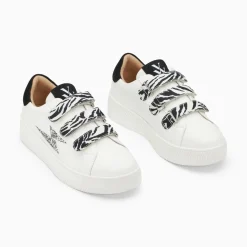 Baskets Eclair Noura Blanc Et Argent A Scratchs Zebre
