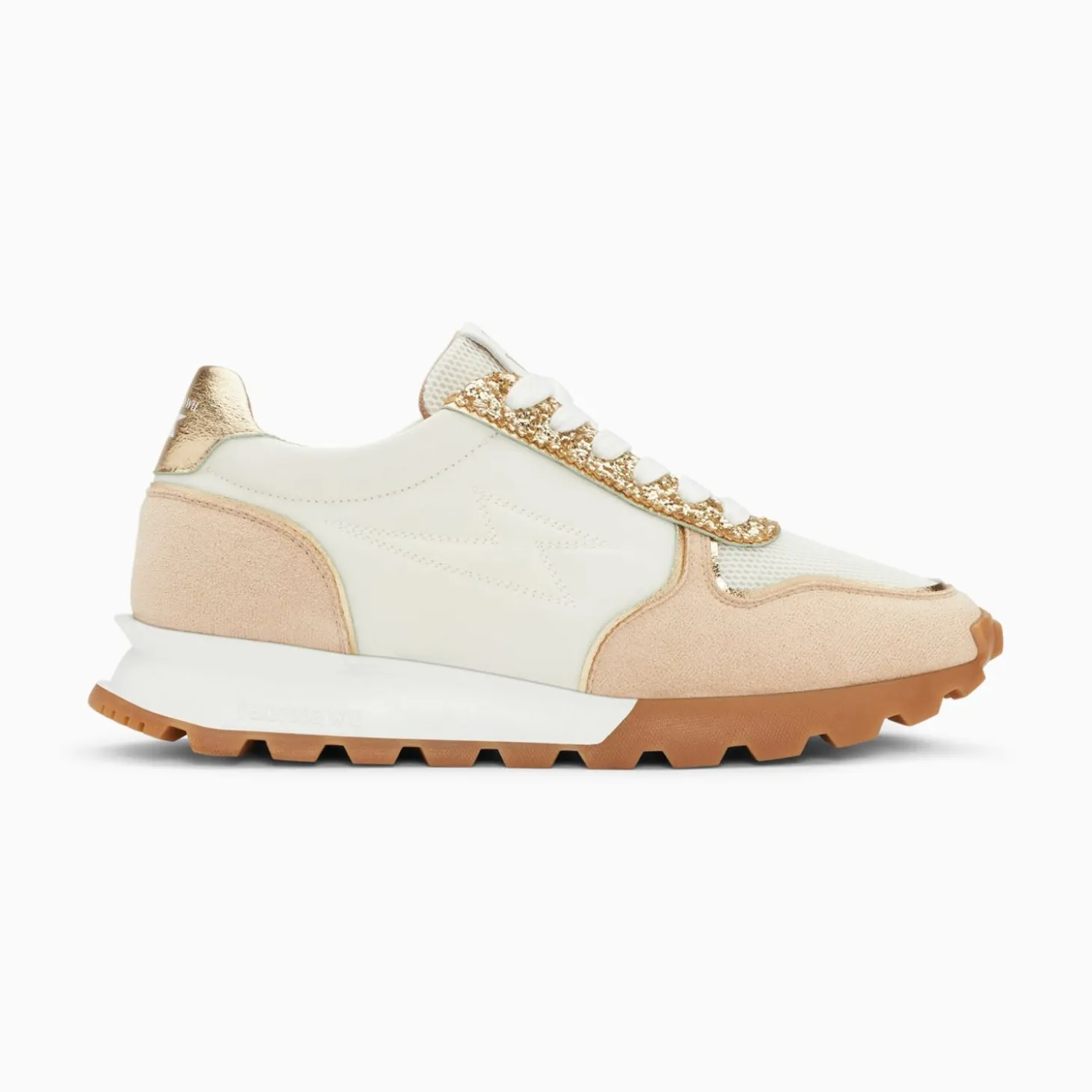 Baskets Eclair Paola Beige Et Or A Semelle Running