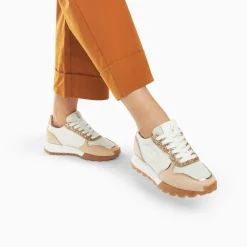 Baskets Eclair Paola Beige Et Or A Semelle Running