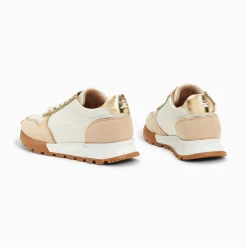 Baskets Eclair Paola Beige Et Or A Semelle Running