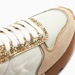 Baskets Eclair Paola Beige Et Or A Semelle Running
