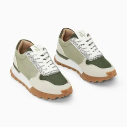 Baskets Eclair Paola Kaki Et Argent A Semelle Running