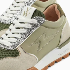 Baskets Eclair Paola Kaki Et Argent A Semelle Running