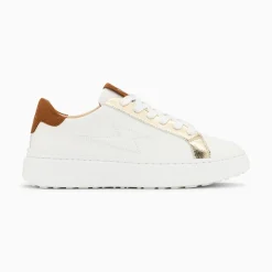 Baskets Eclair Romane Blanc Et Camel A Lacets