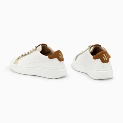 Baskets Eclair Romane Blanc Et Camel A Lacets