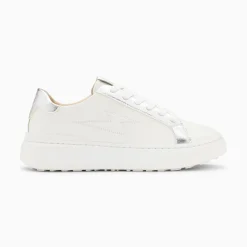 Baskets Eclair Romane Blanc Et Argent A Lacets