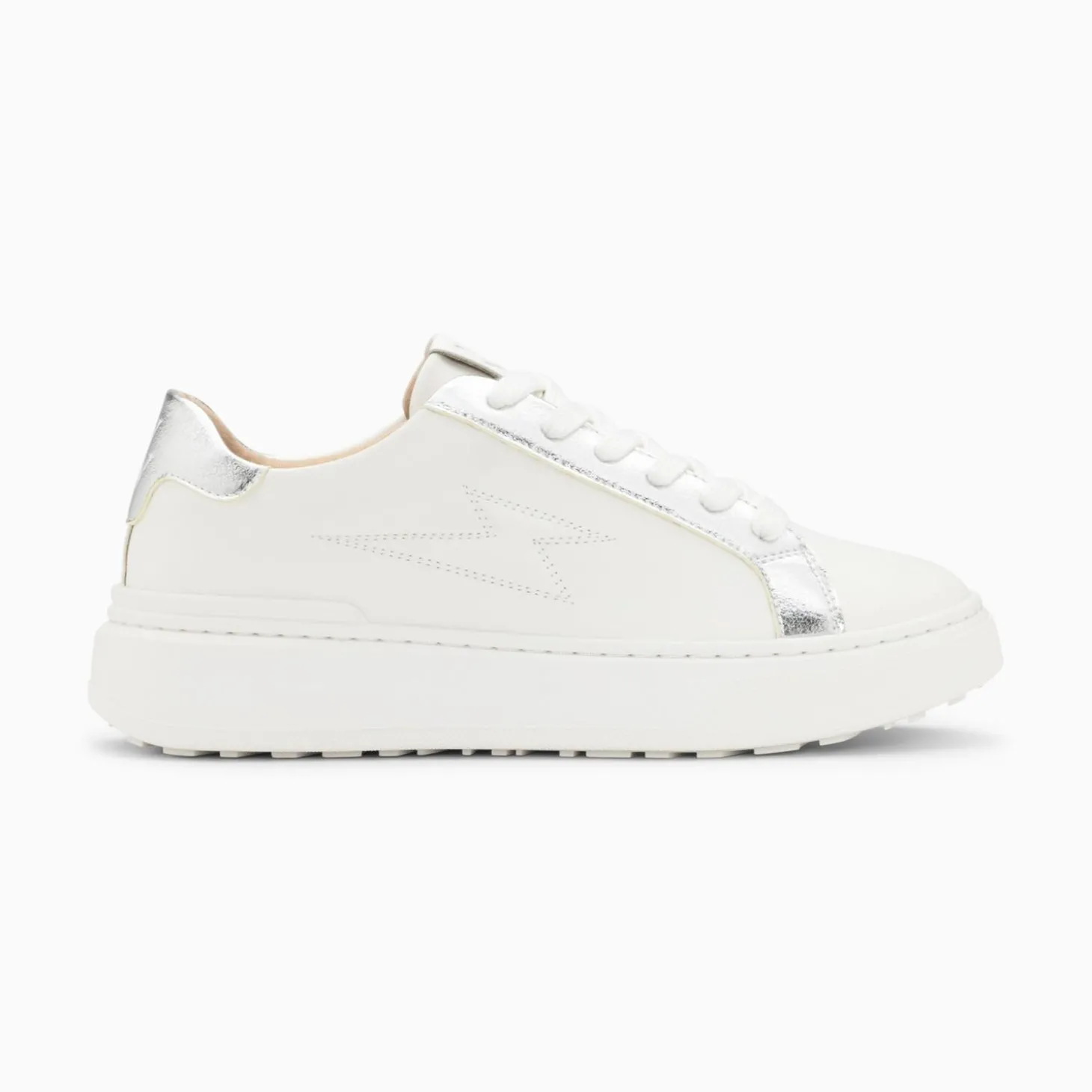 Baskets Eclair Romane Blanc Et Argent A Lacets