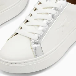 Baskets Eclair Romane Blanc Et Argent A Lacets