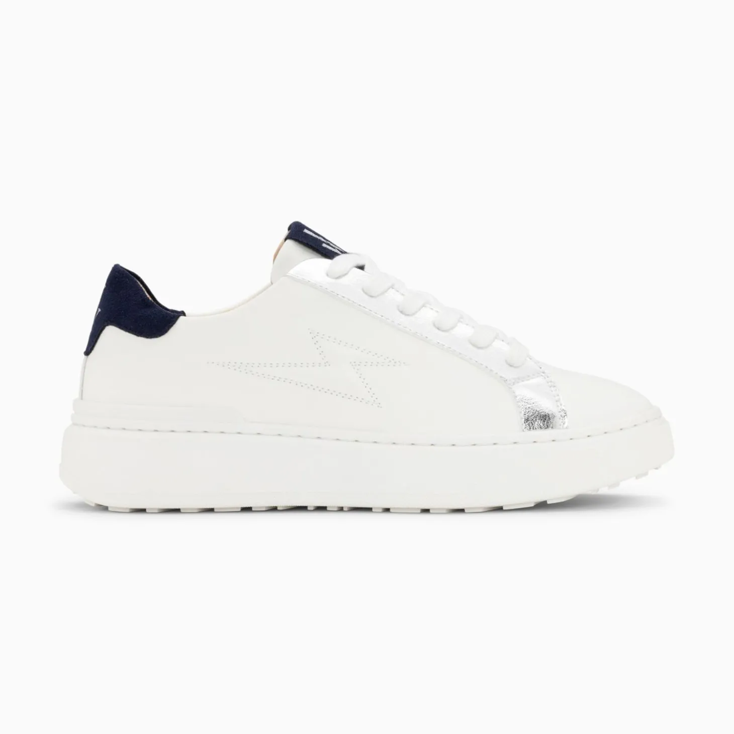 Baskets Eclair Romane Blanc Et Bleu A Lacets