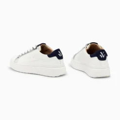 Baskets Eclair Romane Blanc Et Bleu A Lacets