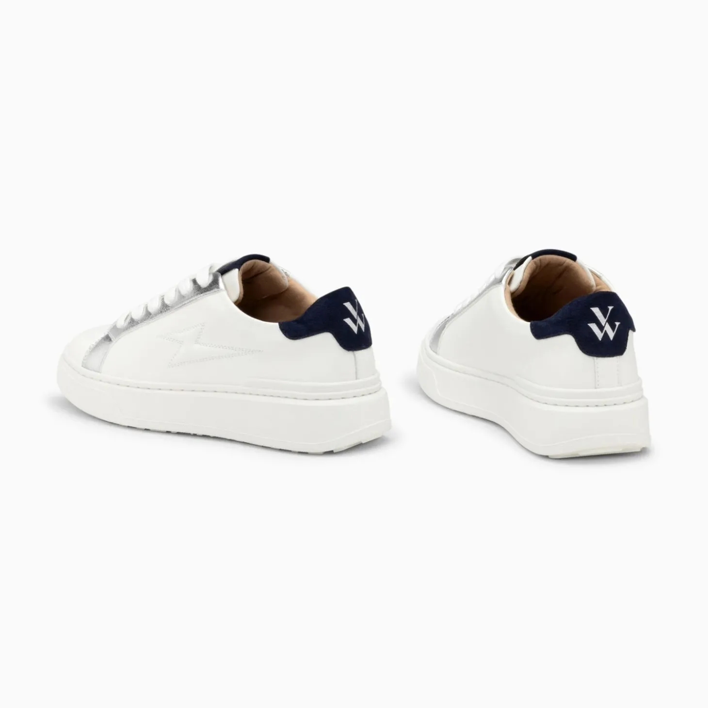 Baskets Eclair Romane Blanc Et Bleu A Lacets