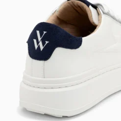 Baskets Eclair Romane Blanc Et Bleu A Lacets