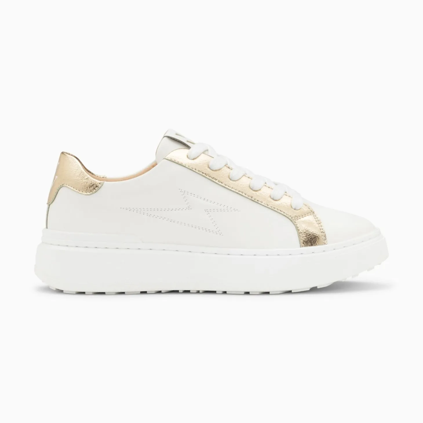 Baskets Eclair Romane Blanc Et Or A Lacets
