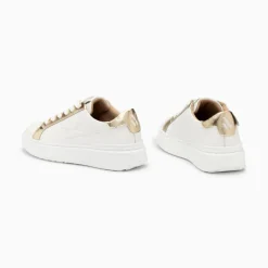 Baskets Eclair Romane Blanc Et Or A Lacets