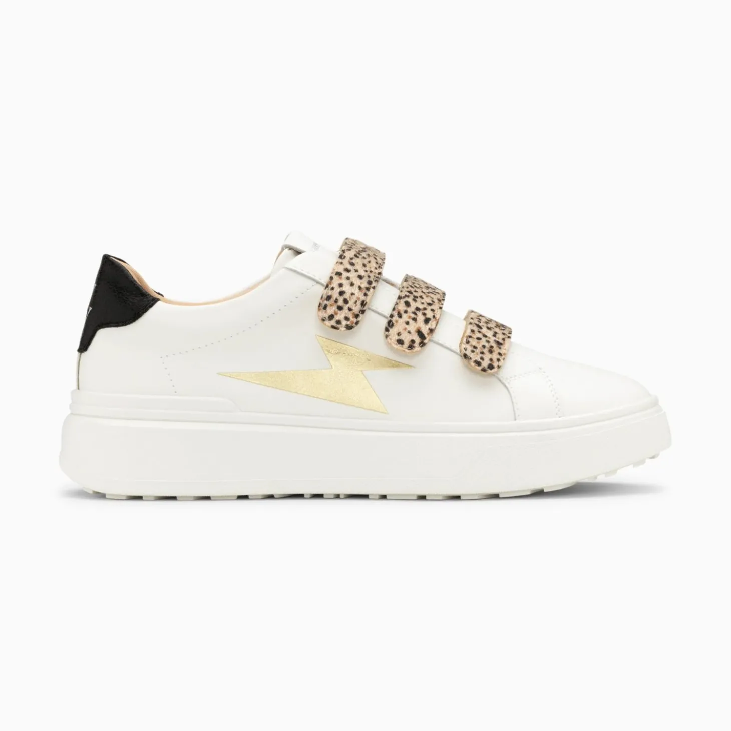 Baskets Eclair Salome Blanc Et Or A Scratchs Guepard