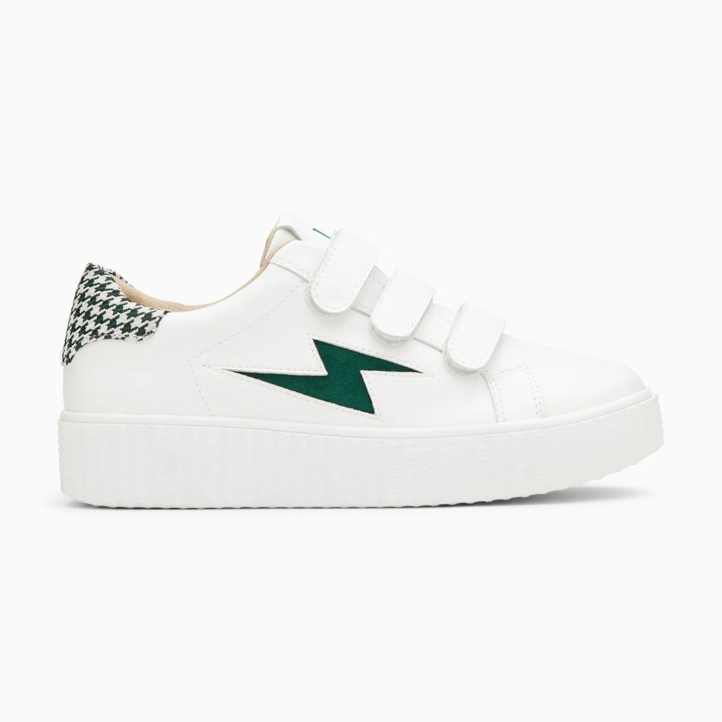 Baskets Eclair Sansa Blanc Et Vert Pied-De-Poule A Scratchs