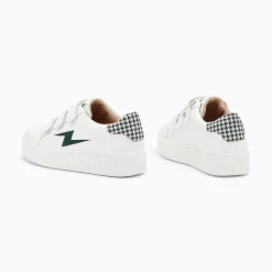 Baskets Eclair Sansa Blanc Et Vert Pied-De-Poule A Scratchs