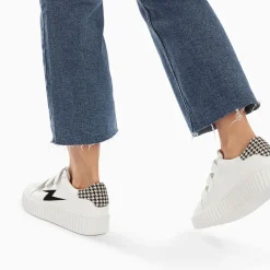 Baskets Eclair Sansa Blanc Et Noir Pied-De-Poule A Scratchs