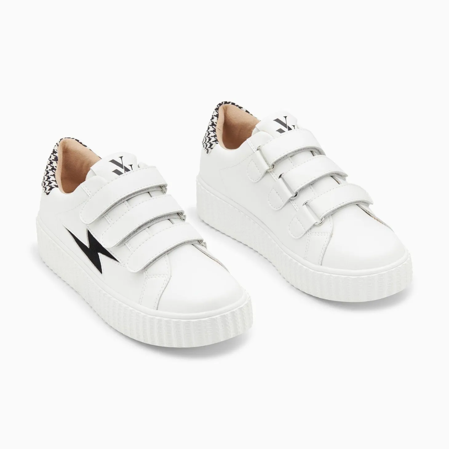 Baskets Eclair Sansa Blanc Et Noir Pied-De-Poule A Scratchs