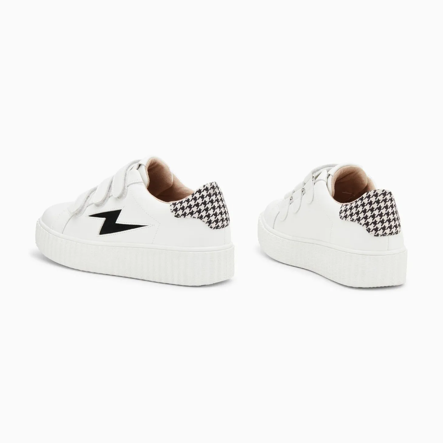 Baskets Eclair Sansa Blanc Et Noir Pied-De-Poule A Scratchs