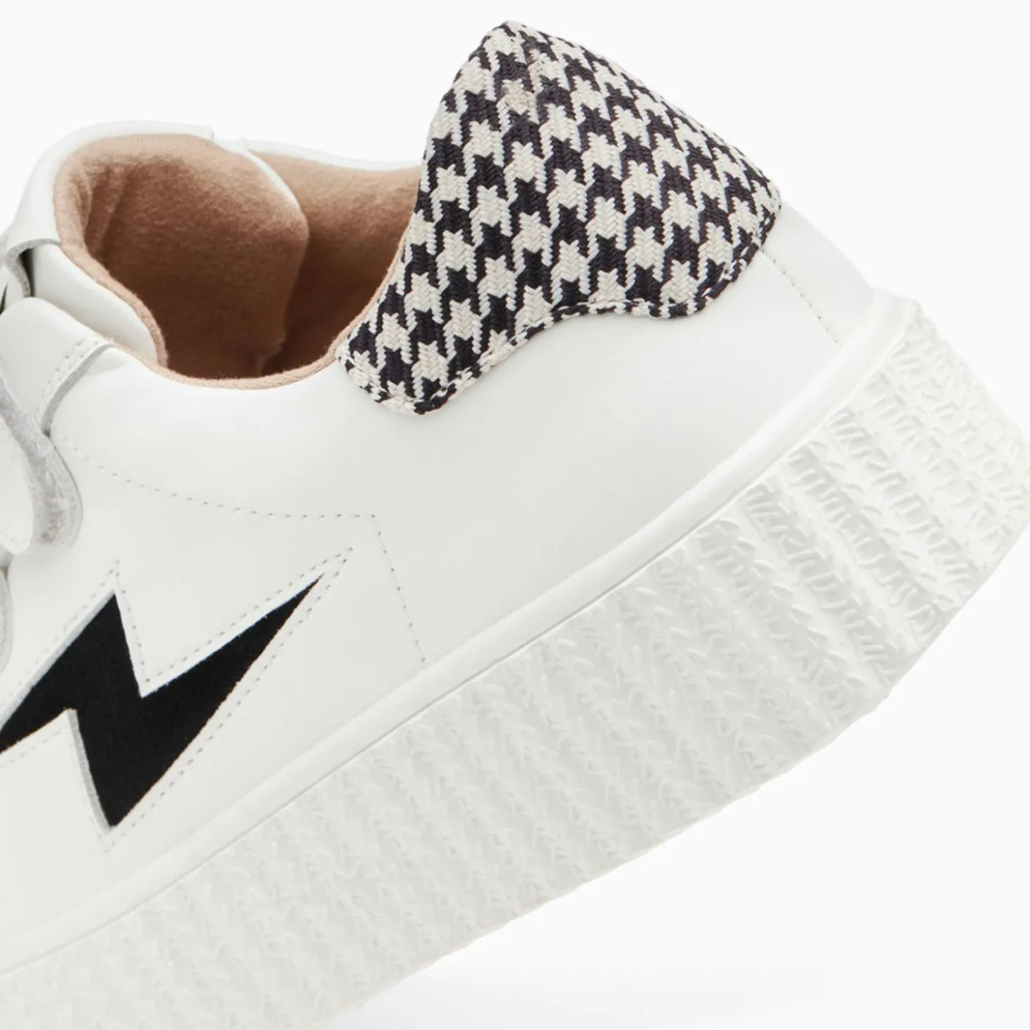 Baskets Eclair Sansa Blanc Et Noir Pied-De-Poule A Scratchs