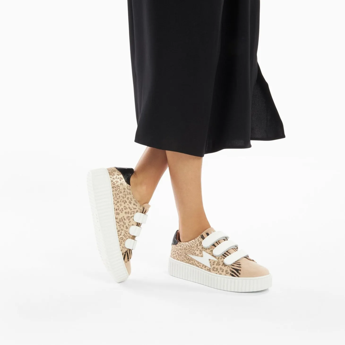 Baskets Eclair Scarlett Beiges A Imprime Leopard